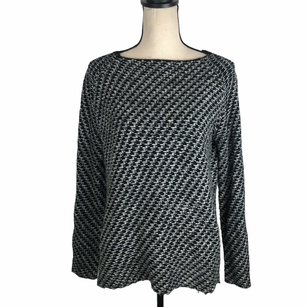 Zara Knit Black White Boat Neck Sweater M - Picture 2 of 7
